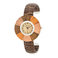 Avera Brenna Wood Inspi Leather Cuff Watch by Avera Group