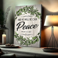 Micah 5:5 NIV - And He Will Be Our Peace Scripture Sign by Tailored Canvases