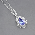 14K Gold Tanzanite and Diamond Necklace by Fine Color Jewels