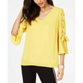Thalia Sodi Grommet-Sleeve Blouse Yellow, Size Small by Vanessa Jane