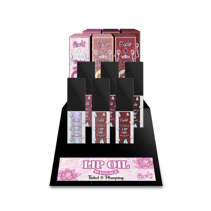 RUDE Lip Oil Massage (Tinted & Plumping) Lip Oil Display Set by Avera Group