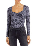 Aqua Snake Print Sweetheart Neck Bodysuit Gray by Vanessa Jane