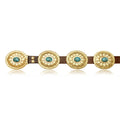 Turquoise and Brass Concho Belt by Christina Greene