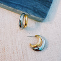 Two Toned Paired Hoop Earrings