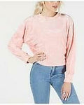Freshman Juniors Camo Burnout Velvet Crop Sweatshirt Top, Size Large by Vanessa Jane