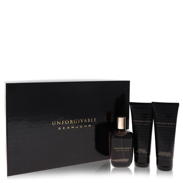 Unforgivable by Sean John Gift Set -- 4.2 oz Eau De Toilette Spray + 3.4 oz Shower Gel + 3.4 oz After Shave Balm for Men by Avera Group