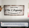 New Home, New Beginning Sign by Tailored Canvases