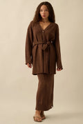 Promise the Label Belted Button-Front Cardigan by Boutique 23