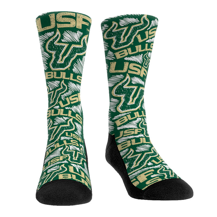 USF Bulls - Logo Sketch Green by Rock 'Em Socks