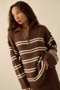 Promise the Label Striped Knit Quarter-Zip Sweater by Boutique 23