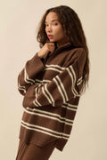 Promise the Label Striped Knit Quarter-Zip Sweater by Boutique 23