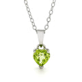 Natural Peridot Rhodium Heart Necklace by Fine Color Jewels