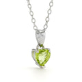 Natural Peridot Rhodium Heart Necklace by Fine Color Jewels