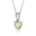 Natural Peridot Rhodium Heart Necklace by Fine Color Jewels