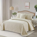 4-Piece: Bibb Home Solid Reversible Quilt Set with Embroidered Cushion by DailySale