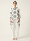 P Luca Milano Womens Geometric Print High-Low Button-Up Shirt, XL by Vanessa Jane