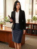 Le Suit Women's Shadow-Stripe Skirt Navy Size 10 by Vanessa Jane