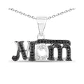 0.30 CTTW Round Black Spinel and White Diamond Prong Silver Mom Pendant Necklace by Fine Color Jewels