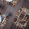 DaDalogy Bedding Set of 4-Pieces Dark Noir Mughal Floral Botanical Vintage Fleur Tapestry Placemats 13” x 19” (18197) by DaDalogy Bedding Collection