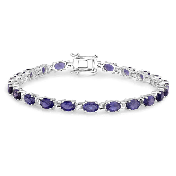Genuine Iolite Silver Tennis Bracelet by Fine Color Jewels