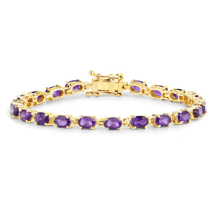 Genuine Purple Amethyst Tennis Bracelet Silver by Fine Color Jewels