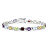 9.37 Ct Oval Multicolor Gemstones Prong Sterling Silver Tennis Bracelet