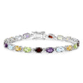 9.37 Ct Oval Multicolor Gemstones Prong Sterling Silver Tennis Bracelet by Fine Color Jewels