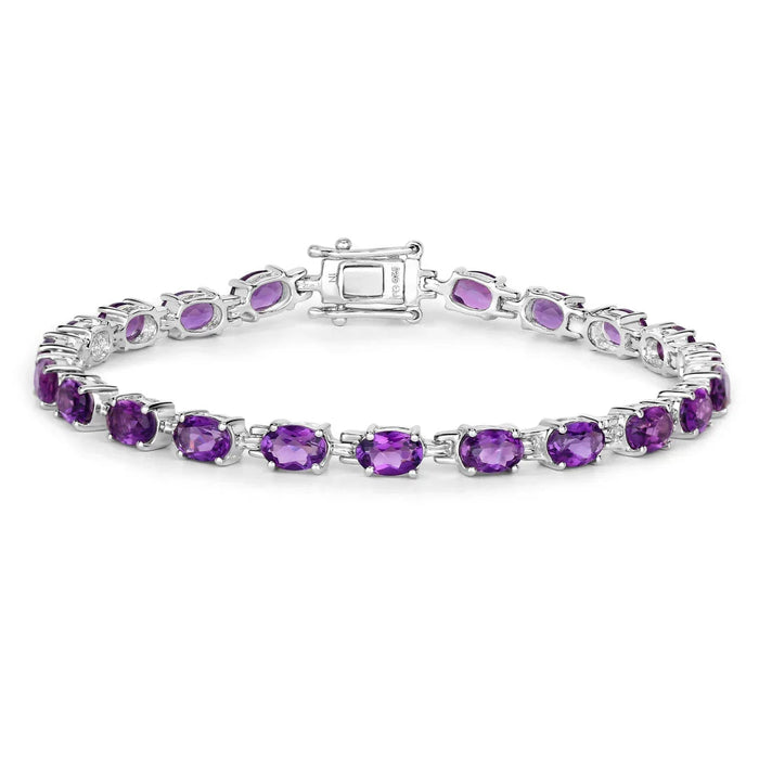 Natural Purple Amethyst Silver Tennis Bracelet Womens by Fine Color Jewels