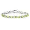 8.61 Ct Oval Olive Green Peridot Prong Sterling Silver Inline Tennis Bracelet