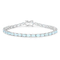 Genuine Blue Topaz Tennis Silver Bracelet by Fine Color Jewels