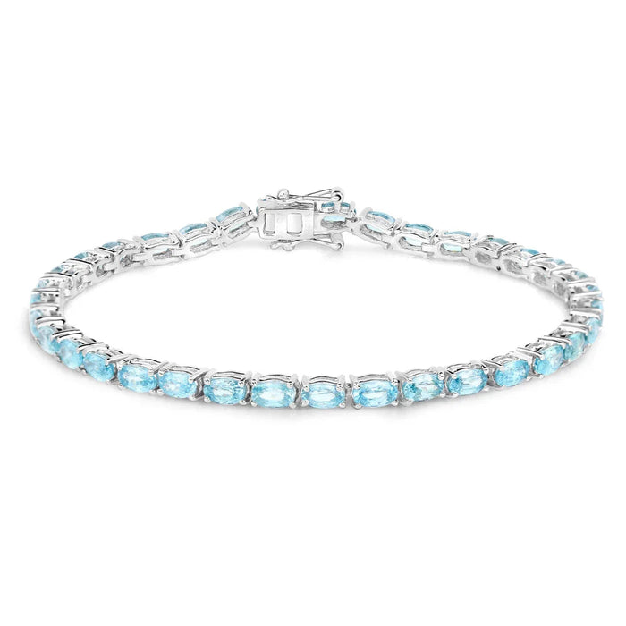 Genuine Blue Zircon Tennis Bracelet by Fine Color Jewels