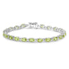 9.46 Ct Oval Olive Green Peridot Prong Sterling Silver Inline Tennis Bracelet