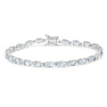 Genuine Aquamarine Tennis Bracelet Silver by Fine Color Jewels