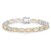 14.40 Ct Oval Light Yellow Citrine Prong Sterling Silver Inline Tennis Bracelet