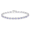 Genuine Tanzanite Tennis Silver Bracelet by Fine Color Jewels