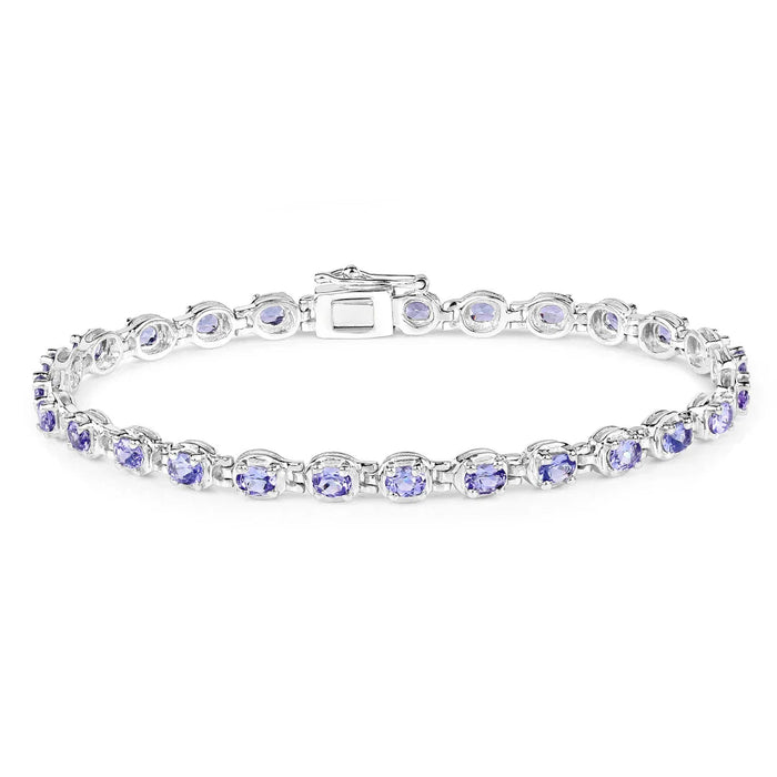 Genuine Tanzanite Tennis Silver Bracelet by Fine Color Jewels