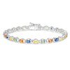 5.40 Ct Oval Multicolor Genuine Multi-Sapphire Prong Sterling Silver Tennis Bracelet
