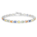 5.40 Ct Oval Multicolor Genuine Multi-Sapphire Prong Sterling Silver Tennis Bracelet by Fine Color Jewels