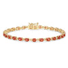 7.00 Ct Oval Orange Sapphire Prong 14K Yellow Gold Inline Tennis Bracelet