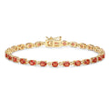 7.00 Ct Oval Orange Sapphire Prong 14K Yellow Gold Inline Tennis Bracelet by Fine Color Jewels