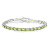 8.68 Ct Octagon Olive Green Peridot Prong Sterling Silver Inline Tennis Bracelet