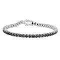 5.40 Ct Round Black Diamond Prong Sterling Silver Inline Tennis Bracelet by Fine Color Jewels