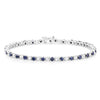 6.87 Ct Round Royal Blue Sapphire Prong Sterling Silver Inline Tennis Bracelet