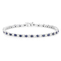6.87 Ct Round Royal Blue Sapphire Prong Sterling Silver Inline Tennis Bracelet by Fine Color Jewels