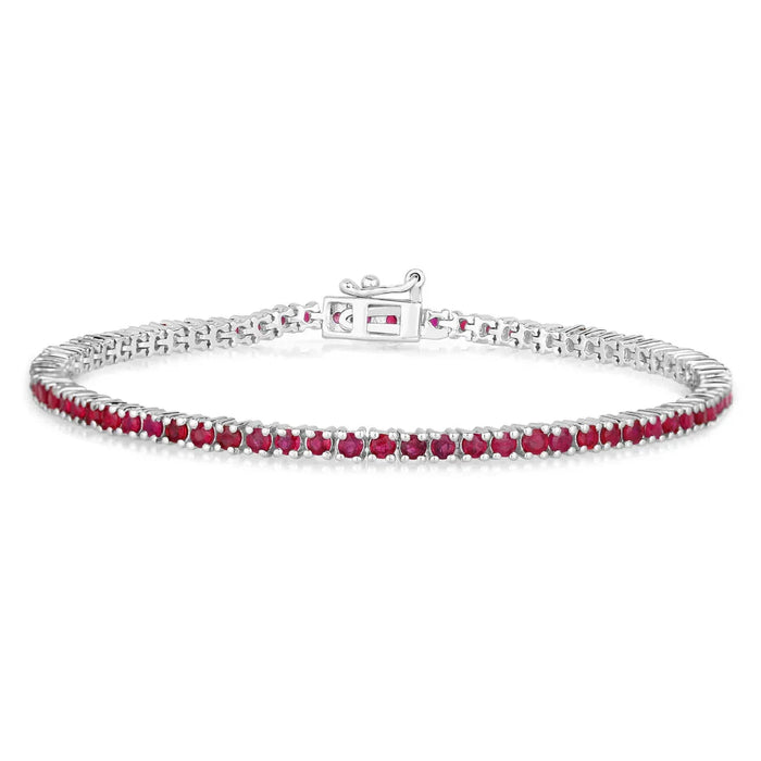 Genuine Pink Ruby Tennis Bracelet by Fine Color Jewels