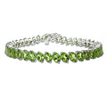19.35 Ct Marquise Olive Green Peridot Prong Sterling Silver Inline Tennis Bracelet by Fine Color Jewels