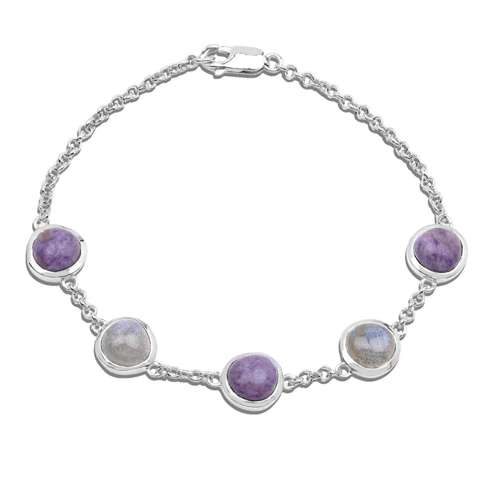 Genuine Charolite And Labradorite Strand Bracelet by Fine Color Jewels