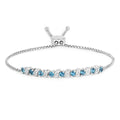 Genuine London Blue Topaz and White Topaz Bolo Bracelet by Fine Color Jewels