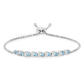 Genuine Swiss Blue Topaz and White Topaz Bolo Bracelet by Fine Color Jewels
