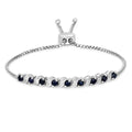 Genuine Blue Sapphire and White Topaz Bolo Bracelet by Fine Color Jewels